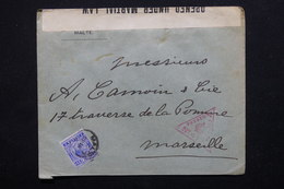 MALTE - Enveloppe Pour Marseille Avec Contrôle Postal - L 21721 - Malte