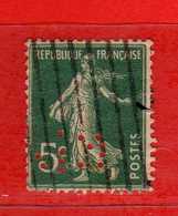 France ° 1907 - SEMEUSE. C. 5. Yvert . 137 Type II. PERFIN  Oblitéré .  Vedi Descrizione - Used Stamps