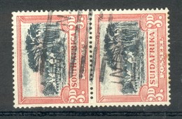 Paire Verticale Timbres Type Groote Schuur 3p Rouge Et Noir - Bilingue - Gebruikt