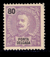 ! ! Ponta Delgada - 1897 D. Carlos 80 R - Af. 21 - No Gum - Ponta Delgada