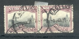 Palais Du Gouverneur à Prétoria 2p Lilas-brun Et Gris Paire Bilingue Horizontale - Used Stamps