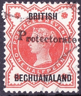 BRITISH BECHUANALAND 1890 QV GB 1/2d Vermillion With 'Protectorate' SG54 FU - 1885-1964 Bechuanaland Protectorate