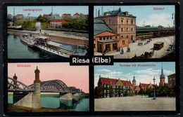 C2186 - Riesa MBK - Bahnhof Elbeschifffahrt Dampfer Brücke Rathaus - Reinhard Rothe - Riesa