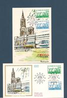 Enveloppe+ Carte Postale Premier Jour Année 1987 Conseil De L'Europe N° Y/T : 96/97** Oblitération STRASBOURG - 1980-1989