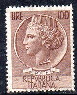 W2673 - REPUBBLICA 1955 TESTONI , Il 100 Lire N. 785 Dent 13 1/4: Filigrana 65° DB ***  MNH - Varietà E Curiosità