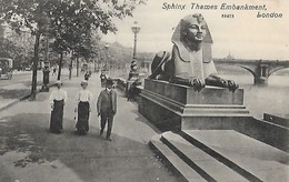 CARTE POSTALE ORIGINALE ANCIENNE : LONDRES SPHINX THAMES EMBANKMENT  ANIMEE  ROYAUME UNI - River Thames