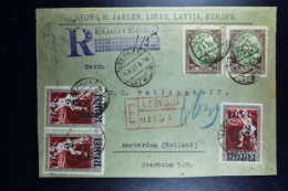 Letland / Latvia Registered Letter Leepaja Liepaia Libau To Amsterdam 1921 Also Stamps On Back - Lettonie