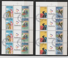 ANDORRA CORREO FRANCES  16 SELLOS DEPORTES   TASELLADOS DE FAVOR (C.H. S .USADOS. - Blocks & Sheetlets