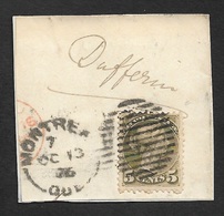 CANADA  1876 Piece With 5c Tied By Montreal Duplex With Governor General's "Dufferin" Autograph.1st Marquess Of Dufferin - Oblitérés