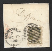 CANADA  1876 Piece With 5c Tied By Montreal Duplex With Governor General's "Dufferin" Autograph.1st Marquess Of Dufferin - Usados