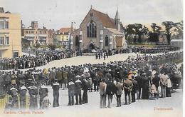 Early Colour Postcard, Portsmouth, Garison Church Parade, Large Gathering Of People, 1905. - Portsmouth