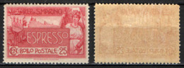 SAN MARINO - 1904 - ALLEGORIA E VEDUTA DI SAN MARINO - MH - Express Letter Stamps