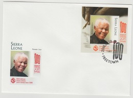 Sierre Leone 2018 S/S FDC First Day Cover 1er Jour Joint Issue PAN African Postal Union Nelson Mandela Madiba 100 Years - Sierra Leona (1961-...)