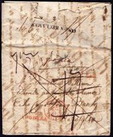 AUSTRIA - DALMAZIA - CURZOLA Oval  MARSEILLE Via T.S.T.,  Via ANTIBES, Via DI ..GHERA - .NON  RECLAMER - 5. 2. 1841 . - ...-1850 Préphilatélie