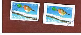 FRANCIA (FRANCE) -  SG 3930.3931  -           2003   BIRDS: EUROPIAN ROBIN (2 DIFFERENT PERFORATIONS) - USED - Gebruikt