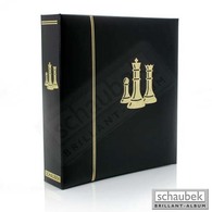 Schaubek Kunstleder-Schraubbinder Unwattiert  Mit Goldener Motivprägung Schach Ohne Schutzkassette - Large Format, Black Pages
