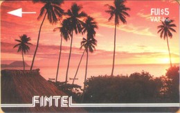 Fiji - GPT, Fintel, 2CWFA , Palms At Sunset,  Palm-trees, Sunsets, 5$, 5000ex, 1993, Used - Fidji