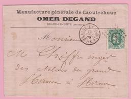 N° 30 Lettre Lp. 53 BRAINE-le-COMTE 1872. Entete: O.DEGAND Manufacture. Vers HORNU - 1869-1883 Léopold II