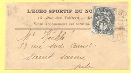 FRANCIA - France - 19?? - 1c Blanc - Bande Journal, Wrapper - L'Echo Sportif Du Nord-Est - Viaggiata Da Reims Per Saint - Giornali