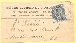 FRANCIA - France - 19?? - 1c Blanc - Bande Journal, Wrapper - L'Echo Sportif Du Nord-Est - Viaggiata Da Reims Per Saint - Kranten