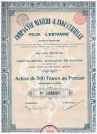 Action Ancienne - Compagnie Minière & Industrielle Pour L'Espagne - Titre De 1903 - - Electricidad & Gas