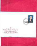 LIECHTENSTEIN - Enveloppe Premier Jour - LOT De 2 Furst Hans ADAM II - - Cartas & Documentos