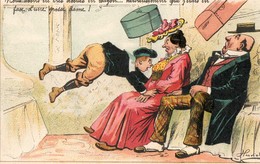 Par Henriot. CPA.  Nous Avons été Secoués En Wagon ... Heureusement J'étais En Face D'une Grosse Femme. - Henriot