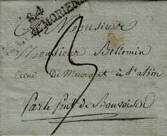 1808- Lettre De 84 / St JEAN DE MAURIENNE  ( Mont-Blanc ) 63 X 12  Mm Noir Taxe 3 D - 1792-1815: Veroverde Departementen