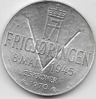 Norvège - 25 Kroner - 1970 - Argent - Norvegia