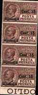 90598) ITALIA-4X15 C. Su 10 C.Pneumatica Tipo Leoni Soprastampati - POSTA PNEUMATICA - 1924/1925 -MNH** - Pneumatic Mail