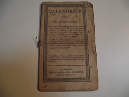 CALENDRIER , An De Grace, 1826, LIMOGES - Petit Format : ...-1900