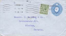GREAT BRITAIN - ENVELOPE 2 1/2 PENCE + ADD. STAMP LONDON - MÜNCHEN - Lettres & Documents