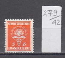 42K279 / Service Consulaire 5 Francs Chancellerie , Revenue Fiscaux Steuermarken Fiscal Switzerland Suisse Schweiz - Revenue Stamps