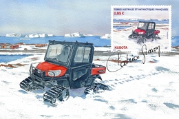 CP Inédite - Kubota - Véhicule Polaire Dumont D'Urville Terre Adélie - Avec Timbre TAAF N° 854 Signé Ou Dédicacé Franco - TAAF : French Southern And Antarctic Lands