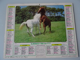 Almanach Ptt De 1986  Recto   Campagne Printaniere  Verso   Chevaux - Grand Format : 1981-90