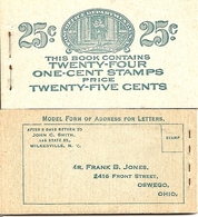 UNITED STATES (USA), 1917, Booklet 55, 25c, Michel 0-31Cb, Model Form - 1. ...-1940