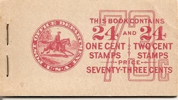 UNITED STATES (USA), 1927, Booklet 79, 73c, Michel 0-43Fb - 1. ...-1940