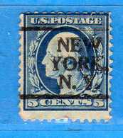 (Us2) USA °- 1908-09 - 5 C. Yvert. 171 - D, 12 - USED.  Vedi Descrizione - Voorafgestempeld