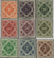 Württemberg D150-D158 (complete Issue) With Hinge 1921 Numbers In Diamond - Wuerttemberg