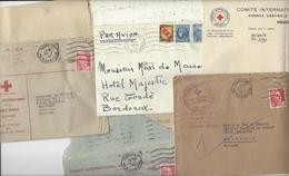 ARCHIVE 4 LETTRES MAX DE MEURON CROIX ROUGE RED CROSS CICR BORDEAUX GENEVE INTERNEMENT PRISONNIERS DE GUERRE /FREE SHIP - Croix Rouge