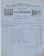Belgique Facture Illustrée 5/3/1884 ROELANDTS Farines Graines Conserves Pâtes Alimentaires BRUXELLES - 1800 – 1899