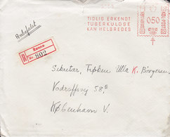 Denmark BORNHOLMS TUBERKULOSESTATION Registered Recommandé Label RØNNE 1946 ATM (508) Cover Brief W. Original Contents - Maschinenstempel (EMA)