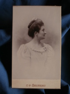 Photo CDV Seureau à Angers  Portrait Femme De Profil (Valerie Briguet) CA 1900 - L419A - Alte (vor 1900)