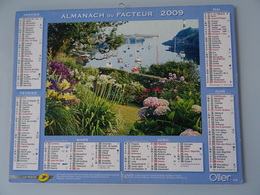 Almanach Du Facteur 2009 Recto Bord De Mer Jardin Fleuris Verso  Velo Devant Des Hortensias En Fleurs - Grand Format : 2001-...