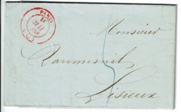 1838 - Lettre De Paris Pour Lisieux - Cachet Rouge Du Bureau De Quartier De Paris "C" - Taxe 5 Décimes - 1801-1848: Precursors XIX