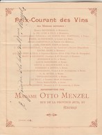 Belgique 1904 Madame OTTO MENZEL ANVERS Brochure 10 Pages Prix Vins Champagne Voir Description - 1900 – 1949