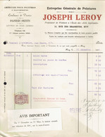 M-Facture Joseph Leroy Entreprise De Peintures A Huy Le 31-Décembre-1924 - Petits Métiers