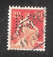 Perfin/perforé/lochung Switzerland No YT119  TYPE II 1908-1933 - Hélvetie Assise Avec épée BS  B. Siegfried - Perfins