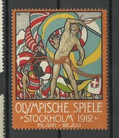 SCHWEDEN Sweden 1912 Vignette Olympische Spiele Stockholm Advertising Text Auf Deutsch * - Zomer 1912: Stockholm