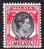 Malaya B.M.A  SG 15 1945 British Military Administration, $ 1.00 Black And Red, Mint Never Hinged - Malaya (British Military Administration)